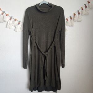 Anthropologie Building 18 Mock Neck Ribbed Knit Long Sleeve Lined Midi Dress L